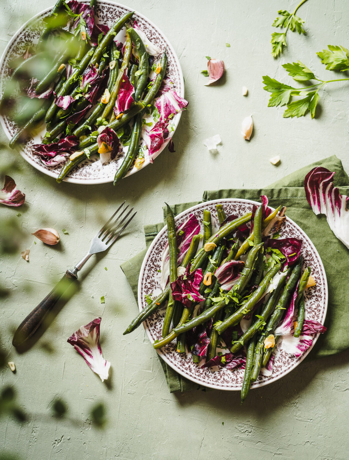 Fasolka szparagowa z sałatą radicchio