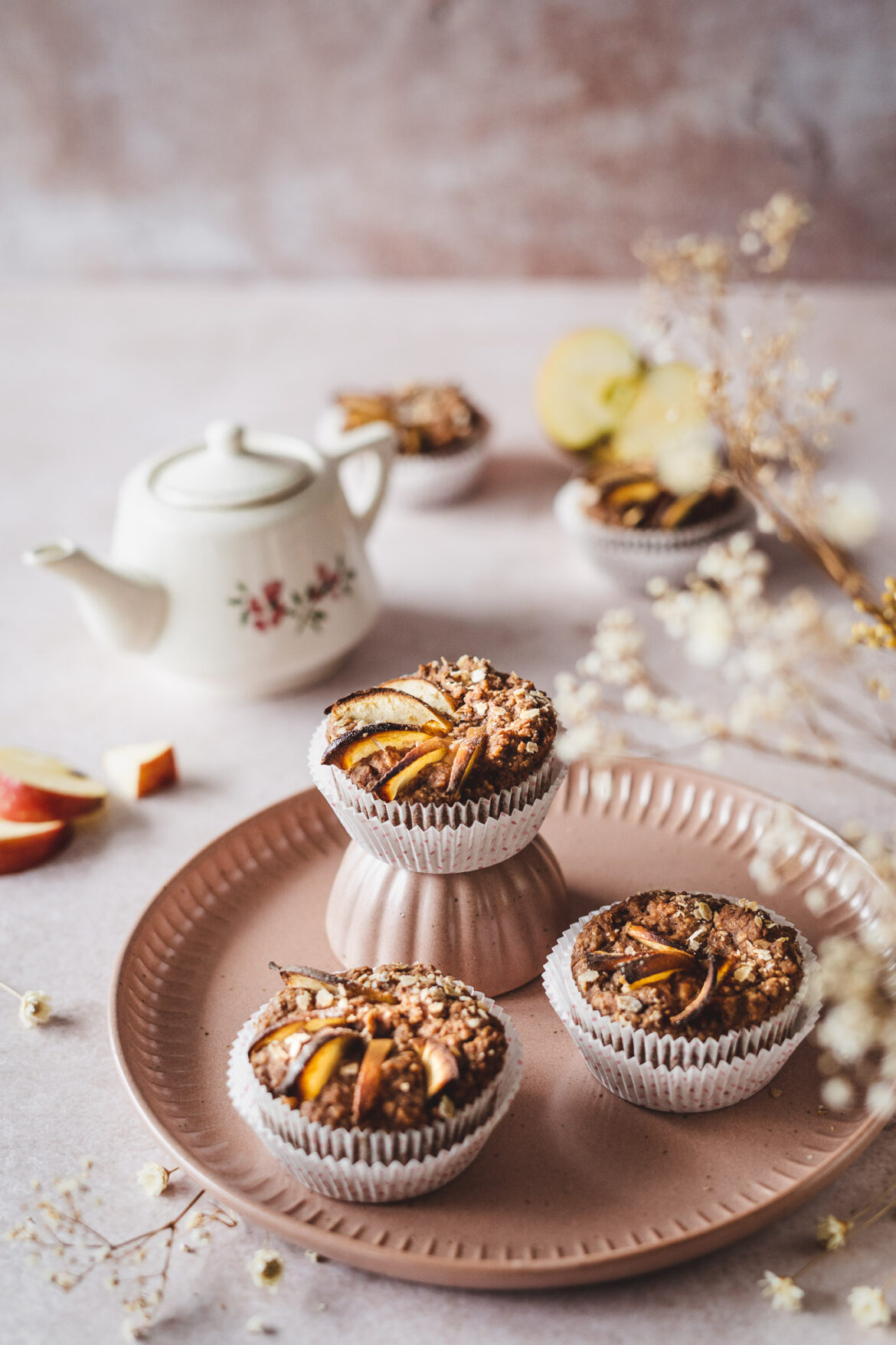 Muffinki kasztanowe z płatkami gryczanymi jabłkiem